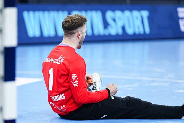 Jubel nach Parade Gonzalo Perez de Vargas (THW Kiel, 01) GER, THW Kiel vs. RK Nexe, Handball, EHF European League, Viertelfinale, Rückspiel, Saison 2025 2026, 05.05.2026 GER, THW Kiel vs. RK Nexe, Handball, EHF European League, Viertelfinale, Rückspiel, Saison 2025 2026, 05.05.2026 Kiel Copyright: xEibner-Pressefoto MarcelxvonxFehrnx EP_MFN