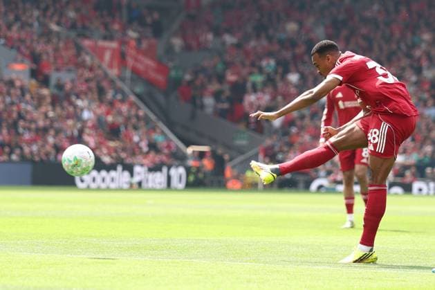 Ryan Gravenberch of Liverpool scores a goal 1-0. Liverpool v Chelsea, Premier League, Football, Anfield, Liverpool , UK - 09 May 2026Liverpool Anfield United Kingdom EDITORIAL USE ONLY No use with unauthorised audio, video, data, fixture lists, club league logos or live services. Online in-match use limited to 120 images, no video emulation. No use in betting, games or single club league player publications. Copyright: xRyanxBrowne Shutterstockx 16861683aj