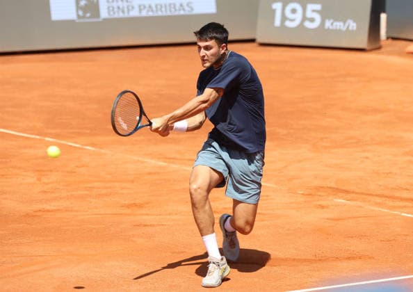 May 9, 2026, Rome, Lazio, Italy: PABLO LLAMAS of Spain during the match against C. Moutet of France in the second round of tennis tournament WTA, Tennis Damen 1000 Internazionali BNL Dâ€⠢Italia, Rome, Italy. Llamas won 6:4, 3:6, 7:6 Tennis, Internazionali BNL Dâ€⠢Italia 2026 - Pablo Llamas 6:4, 3:6, 7:6 (7-4) - ZUMAc278 20260509_zsp_c278_025 Copyright: xMarcinxCholewinskix