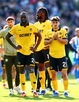 Wolves players at full time. Brighton and Hove Albion v Wolverhampton Wanderers, Premier League, Football, American Express Community Stadium, Brighton , UK - 09 May 2026Brighton American Express Community Stadi United Kingdom EDITORIAL USE ONLY No use with unauthorised audio, video, data, fixture lists, club league logos or live services. Online in-match use limited to 120 images, no video emulation. No use in betting, games or single club league player publications. Copyright: xJamesxMarsh Shutterstockx 16861685bo