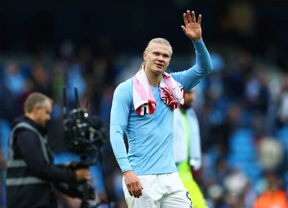 Erling Haaland of Manchester City at the end of the match Manchester City v Brentford, Premier League, Football, Etihad Stadium, Manchester , UK - 09 May 2026Manchester Etihad Stadium United Kingdom EDITORIAL USE ONLY No use with unauthorised audio, video, data, fixture lists, club league logos or live services. Online in-match use limited to 120 images, no video emulation. No use in betting, games or single club league player publications. Copyright: xMattxWest Shutterstockx 16861722al
