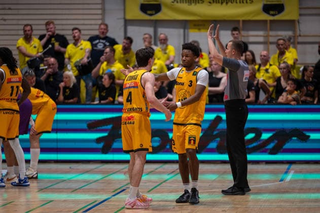 Gian Bahattin Aydinoglu (Bozic Estriche Knights Kirchheim, 04), Charles Tyrone Harris Jr. (Bozic Estriche Knights Kirchheim, 03), GER, Bozic Estriche Kirchheim Knights vs. BG Goettingen, BARMER 2. Basketball Bundesliga, PlayOffs Viertelfinale 2. Spieltag, Saison 2025 2026, 09.05.2026 GER, Bozic Estriche Kirchheim Knights vs. BG Goettingen, BARMER 2. Basketball Bundesliga, PlayOffs Viertelfinale 2. Spieltag, Saison 2025 2026, 09.05.2026 Kirchheim unter Teck Copyright: xEibner-Pressefoto SilasxKunzx EP_SKZ