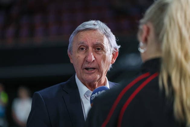Svetislav Pesic (FC Bayern Basketball, Chef-Trainer) beim Interview vor dem Spiel, GER, FC Bayern Basketball vs. EWE Baskets Oldenburg, Basketball, easycredit Basketball Bundesliga, 34. Spieltag, Saison 2025 2026, 10.05.2026, GER, FC Bayern Basketball vs. EWE Baskets Oldenburg, Basketball, easycredit Basketball Bundesliga, 34. Spieltag, Saison 2025 2026, 10.05.2026 Muenchen Copyright: xEibner-Pressefoto JennixMaulx EP_JML