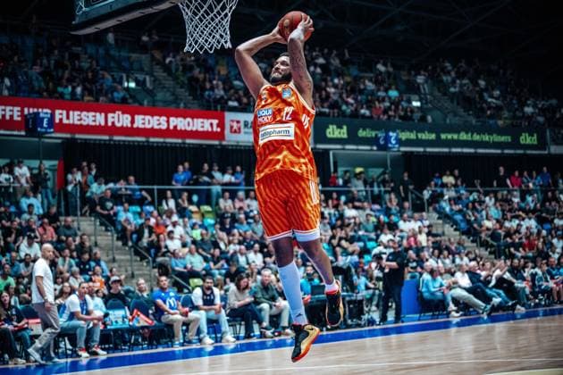 Joel Soriano (ratiopharm Ulm, 12) GER, Skyliners Frankfurt vs. ratiopharm Ulm, easyCredit BBL, Bundesliga, 34 Spieltag, Saison 2025 2026. 10.05.2026 Eibner-Pressefoto Attila Ziga GER, Skyliners Frankfurt vs. ratiopharm Ulm, easyCredit BBL, Bundesliga, 34 Spieltag, Saison 2025 2026. 10.05.2026 Frankfurt am Main Copyright: xEibner-Pressefotox EP_AZA