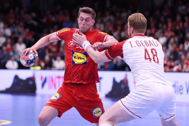 HANDBALL - IHF WC quali, AUT vs POL GRAZ,AUSTRIA,13.MAY.26 - HANDBALL - IHF World Championship, WM, Weltmeisterschaft 2027, European qualification, play off, OEHB international match, Länderspiel, Nationalmannschaft Austria vs Poland. Image shows Tobias Wagner (Austria) and Tomasz Gebala (Poland). GEPAxpictures xChrisxBauer