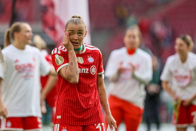 GER, Köln, Vfl Wolfsburg vs FC Bayern München, DFB-Pokal Frauen, Fussball, DFB, Spielzeit 2025 2026, Rhein-Energie-Stadion, Finale im Bild: Georgia Stanway (Bayern München 31), Emotionen DFB DFL REGULATIONS PROHIBIT ANY USE OF PHOTOGRAPHS AS IMAGE SEQUENCES AND OR QUASI-VIDEO, 14.05.2026 Copyright: HMBxMedia HendrikxHamelau