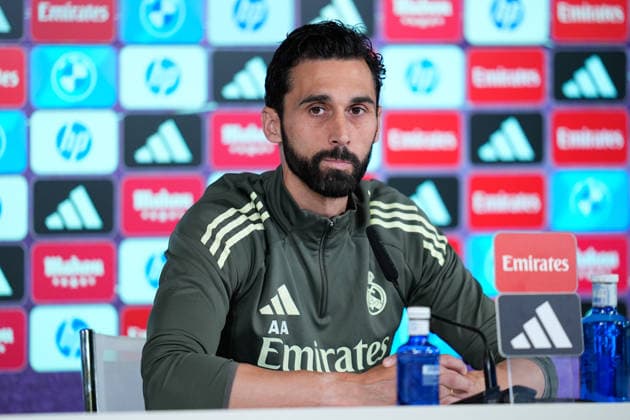 May 16, 2026, Valdebebas, Madrid, Spain: Alvaro Arbeloa, head coach of Real Madrid, attends his press conference, PK, Pressekonferenz during the training day of Real Madrid ahead the Spanish League, LaLiga EA Sports, football match against Sevilla FC at Ciudad Deportiva Real Madrid on May 16, 2026, in Madrid, Spain. Alvaro Arbeloa Press Conference For Real Madrid - Laliga Ea Sports - ZUMAa181 20260516_zaa_a181_019 Copyright: xDennisxAgyemanx