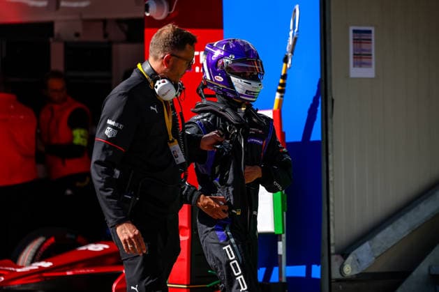 Pascal Wehrlein (Porsche Formula E Team, 94) nach zweites freies Training Free Practice 2 Boxengasse, ABB FIA Formula E World Championship, WM, Weltmeisterschaft Monaco e-Prix 2026, Monte Carlo, Saison 12 2025 26, Runde 9, 16.05.2026, ABB FIA Formula E World Championship, Monaco e-Prix 2026, Monte Carlo, Saison 12 2025 26, Runde 9, 16.05.2026 Monte Carlo Copyright: xEibner-Pressefoto LauraxRoemerx EP_LRR