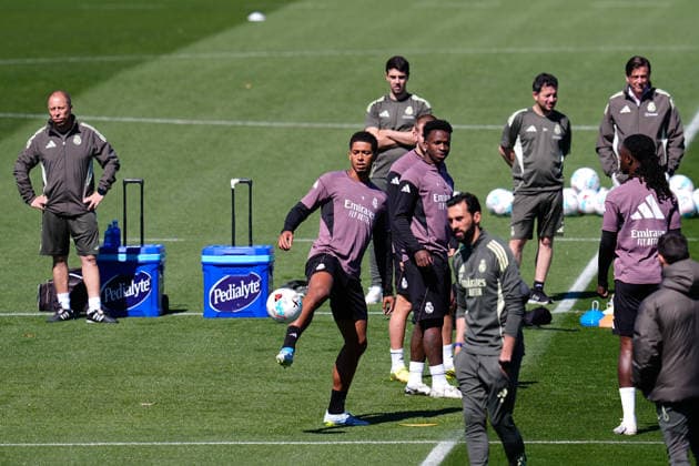 May 16, 2026, Valdebebas, Madrid, Spain: Jude Bellingham during the training day of Real Madrid ahead the Spanish League, LaLiga EA Sports, football match against Sevilla FC at Ciudad Deportiva Real Madrid on May 16, 2026, in Valdebebas, Madrid, Spain. Valdebebas Spain - ZUMAa181 20260516_zaa_a181_044 Copyright: xDennisxAgyemanx