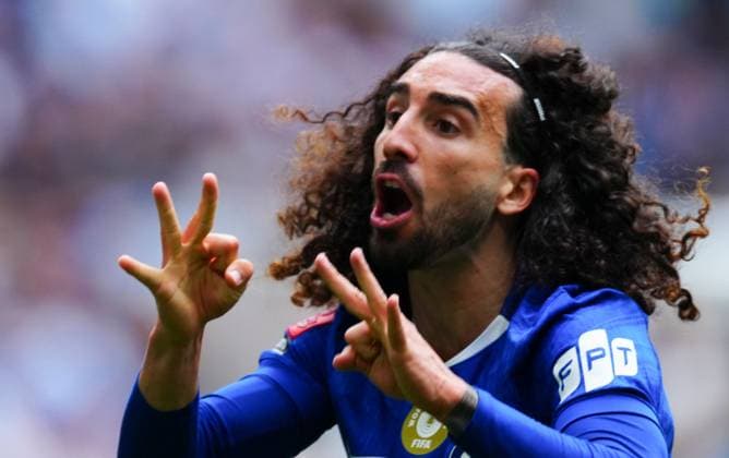 Marc Cucurella of Chelsea reacts towards assistant referee Akil Howson and is given a warning by the referee Chelsea v Manchester City, Emirates FA Cup Final, Football, Wembley Stadium, London, UK - 16 May 2026London Wembley Stadium United Kingdom EDITORIAL USE ONLY No use with unauthorised audio, video, data, fixture lists, club league logos or live services. Online in-match use limited to 120 images, no video emulation. No use in betting, games or single club league player publications. Copyright: xJavierxGarcia Shutterstockx 16876844aq