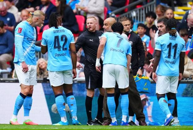 Manchester City Manager Pep Guardiola issues instructions to his front 4 at 0-0 Chelsea v Manchester City, Emirates FA Cup Final, Football, Wembley Stadium, London, UK - 16 May 2026London Wembley Stadium United Kingdom EDITORIAL USE ONLY No use with unauthorised audio, video, data, fixture lists, club league logos or live services. Online in-match use limited to 120 images, no video emulation. No use in betting, games or single club league player publications. Copyright: xJavierxGarcia Shutterstockx 16876844at