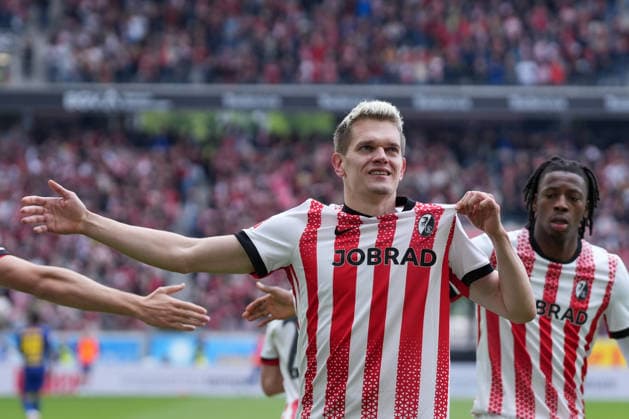 Matthias Ginter (SC Freiburg, 28) Torjubel, Emotionen, Torschuss, Abschluss, Torerfolg, Tor, Treffer , Deutschland, Fussball, 1. Bundesliga, 34.Spieltag, 2025 2026, SC Freiburg vs. RB Leipzig, 16.05.2026, Europa-Park Stadion, Freiburg Freiburg Europa-Park Stadion Baden-Württemberg Deutschland Copyright: xArnexAmbergx