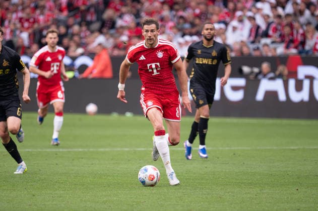 GER, Bayern, Muenchen, Fussball, FC Bayern Muenchen - 1. FC Koeln, in der Allianz Arena, Muenchen, Bundesliga, 34. Spieltag, 16.05.26, v.l. Leon Goretzka (FC Bayern Muenchen, 8), im Angriff, im Portrait, Einzelbild, Freisteller, portrait, headshot, single image, cutout DFL DFB regulations prohibit any use of photographs as image sequences and or quasi-video, Copyright: HMB-Media MichaelxNibel