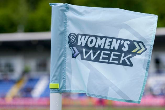 Eine Eckfahne mit dem logo der DFB Women s week (Womens week) weht im Wind,, Fahne, Verein, Einzelbild, Einzelfoto, Symbolfoto, Symbolbild, Symbol, Aktion, Action, 17.05.2026, Sinsheim (Hoffenheim) (Deutschland), Fussball, Google Pixel Frauen-Bundesliga, TSG 1899 Hoffenheim - RB Leipzig, DFB DFL REGULATIONS PROHIBIT ANY USE OF PHOTOGRAPHS AS IMAGE SEQUENCES AND OR QUASI-VIDEO.