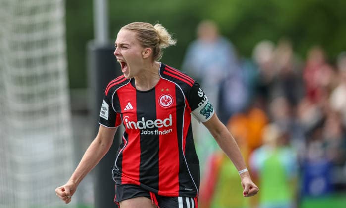 GER, Frankfurt, Eintracht Frankfurt vs Union Berlin, Google Pixel Bundesliga, Fussball, DFB, Spielzeit 2025 2026, Stadion am Brentanobad, 26. Spieltag im Bild: Laura Freigang (Eintracht Frankfurt Frauen 10), Tor, Jubel und Freude, Emotionen, 2:2 DFB DFL REGULATIONS PROHIBIT ANY USE OF PHOTOGRAPHS AS IMAGE SEQUENCES AND OR QUASI-VIDEO, 17.05.2026 Copyright: HMBxMedia HendrikxHamelau