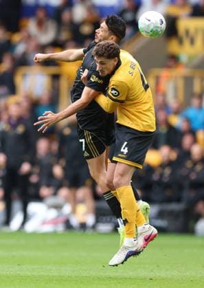 Raul Jimà nez of Fulham and Santiago Bueno of Wolverhampton Wanderers Wolverhampton Wanderers v Fulham, Premier League, Football, Molineux, Wolverhampton, UK - 17 May 2026Wolverhampton Molineux United Kingdom EDITORIAL USE ONLY No use with unauthorised audio, video, data, fixture lists, club league logos or live services. Online in-match use limited to 120 images, no video emulation. No use in betting, games or single club league player publications. Copyright: xRyanxBrowne Shutterstockx 16877463eg