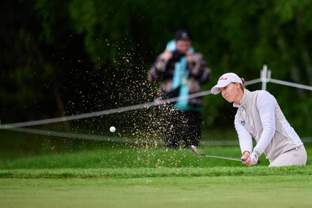 GER, Winsen (Luhe), Amundi German Masters, Ladies European Tour (LET), (14.05.-17.05.2026), Green Eagle Golf Courses, Round 4, Alexandra Foersterling (Germany), aus dem Bunker, Runde 4, Samstag 17.05.2026, GER, Winsen (Luhe), Amundi German Masters, Ladies European Tour (LET), (14.05.-17.05.2026), Green Eagle Golf Courses, Copyright: xClaudiusxRauchx