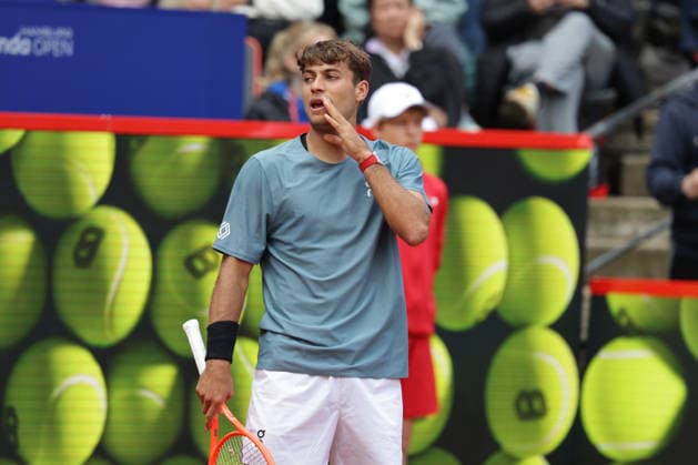 2026.05.19, xFSx, Bitpanda Open Hamburg ATP500, Achtelfinale, Herren-Tennistunier in Hamburg , Am Rothembaum in Hamburg , Flavio Cobolli (ITA) enttaeuscht, enttaeusch schauend, dissapointed, traurig, frustriert, frust, gefrustet Copyright: HMBxMedia FernandoxSoares