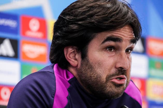 May 19, 2026, Sant Joan Despi, Barcelona, SPAIN: Pere Romeu, head coach attends his press conference, PK, Pressekonferenz during the training day of FC Barcelona, Barca ahead UEFA Women Champions League 2025 26, Final football match against OL Lyonnes at Ciutat Esportiva Joan Gamper on May 19, 2026 in Sant Joan Despi, Barcelona, Spain. FC Barcelona Training And Media Day - UEFA Women Champions League 2025 26 Final - ZUMAa181 20260519_zaa_a181_142 Copyright: xJavierxBorregox