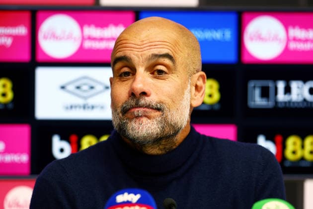 Manchester City Manager Pep Guardiola in a post match press conference, PK, Pressekonferenz AFC Bournemouth v Manchester City, Premier League, Football, Vitality Stadium, Bournemouth, UK - 19 May 2026Bournemouth Vitality Stadium United Kingdom EDITORIAL USE ONLY No use with unauthorised audio, video, data, fixture lists, club league logos or live services. Online in-match use limited to 120 images, no video emulation. No use in betting, games or single club league player publications. Copyright: xJamesxMarsh Shutterstockx 16881288ca