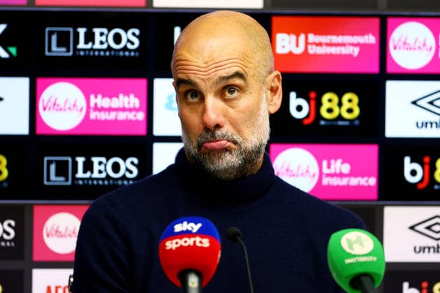 Manchester City Manager Pep Guardiola in a post match press conference, PK, Pressekonferenz AFC Bournemouth v Manchester City, Premier League, Football, Vitality Stadium, Bournemouth, UK - 19 May 2026Bournemouth Vitality Stadium United Kingdom EDITORIAL USE ONLY No use with unauthorised audio, video, data, fixture lists, club league logos or live services. Online in-match use limited to 120 images, no video emulation. No use in betting, games or single club league player publications. Copyright: xJamesxMarsh Shutterstockx 16881288cb