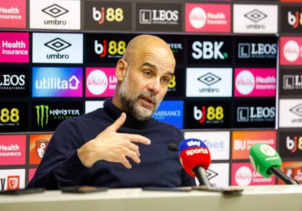 Pep Guardiola the Manchester City manager giving his post match press conference, PK, Pressekonferenz AFC Bournmeouth v Manchester City, Football, Premier League, Vitality Stadium, Bournemouth, Dorset, UK - 19 05 2026 EDITORIAL USE ONLY No use with unauthorised audio, video, data, fixture lists, club league logos or live services. Online in-match use limited to 120 images, no video emulation. No use in betting, games or single club league player publications. Copyright: xMattxImpey Shutterstockx 16884011bt