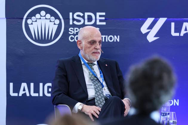 May 21, 2026, Madrid, Madrid, Spain: Javier Tebas, president of LaLiga, participates in a discussion on â€oeTechnology, Piracy, and Artificial Intelligence in Sports†during the ISDE Sports Convention at the Official College of Architects of Madrid on May 21, 2026, in Madrid, Spain. Madrid Spain - ZUMAa181 20260521_zaa_a181_017 Copyright: xIrinaxR.xHipolitox