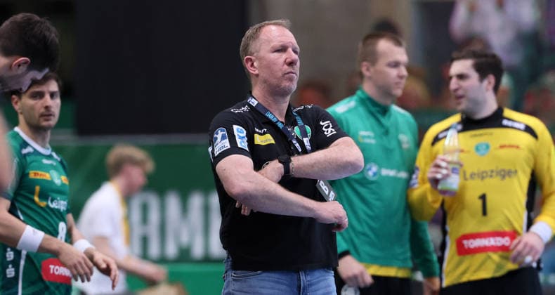 Leipzig, 21.05.2026, Arena Leipzig, Handball, Bundesliga, 32.Spieltag , SC DHfK Leipzig vs. MT Melsungen , Im Bild; Trainer Frank Carstens, DHfK Leipzig. , Nur zur redaktionellen Nutzung. Only editorial use. , DHB HBL regulations prohibit any use of photographs as image sequences and or quasi-video. ,