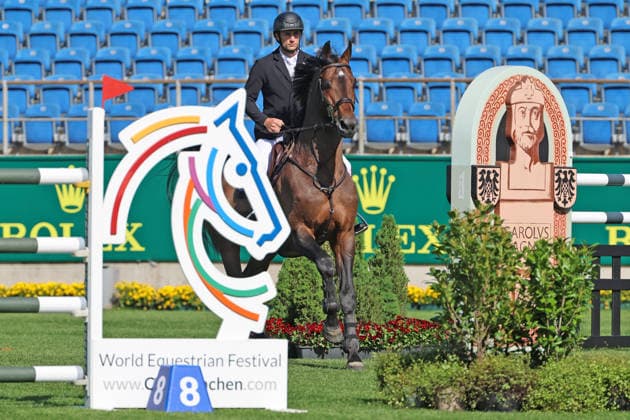 Richard Vogel (GER) mit Pferd United Touch S , S1 - Preis der Soers, CSI5*, Spezial Zwei-Phasen Springprüfung , Weltfest des Pferdesports, World Equestrian Festival, TSCHIO Aachen 2026, TSCHIO statt CHIO 2026, Aachener Soers, 22. bis 24. Mai 2026, Reitsport, 22.05.2026, Aachen Aachener Soers Deutschland