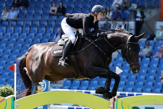 Sandra Auffarth (GER) mit Pferd Comcador OLD , S1 - Preis der Soers, CSI5*, Spezial Zwei-Phasen Springprüfung, Weltfest des Pferdesports, World Equestrian Festival, TSCHIO Aachen 2026, TSCHIO statt CHIO 2026, Aachener Soers, 22. bis 24. Mai 2026, Reitsport, 22.05.2026, Aachen Aachener Soers Deutschland