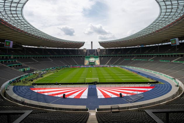 Symbolfoto, Stadion Innenraum, Tribuenen, Olympiastadion. GER, Abschlusstraining und Pressekonferenz am Vortag des DFB-Pokalfinale, FC Bayern Muenchen vs. VfB Stuttgart, Fussball, Herren, DFB-Pokal, Finale, Spielzeit 2025 2026, 22.05.2026, DFL DFB REGULATIONS PROHIBIT ANY USE OF PHOTOGRAPHS AS IMAGE SEQUENCES AND OR QUASI-VIDEO, GER, Abschlusstraining und Pressekonferenz am Vortag des DFB-Pokalfinale, FC Bayern Muenchen vs. VfB Stuttgart, Fussball, Herren, DFB-Pokal, Finale, Spielzeit 2025 2026, 22.05.2026 Berlin Copyright: xEibner-Pressefoto WolfgangxFrankx EP_WFK