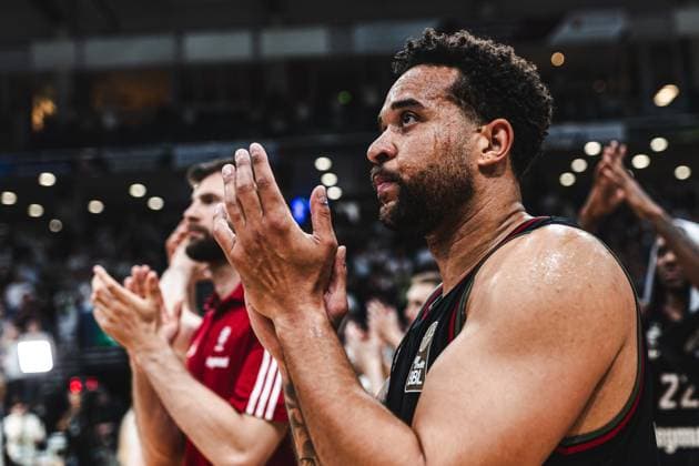 Elias Harris (FC Bayern Muenchen Basketball), Vet Concept Gladiators Trier vs FC Bayern Muenchen Basketball, Basketball, easyCredit BBL, Playoffs, Viertelfinale, Spiel 3, Saison 2025 2026, 23.05.2026 Vet Concept Gladiators Trier vs FC Bayern Muenchen Basketball, Basketball, easyCredit BBL, Playoffs, Viertelfinale, Spiel 3, Saison 2025 2026, 23.05.2026 Copyright: xEibner-Pressefoto AlexanderxNeisx EP_ANS