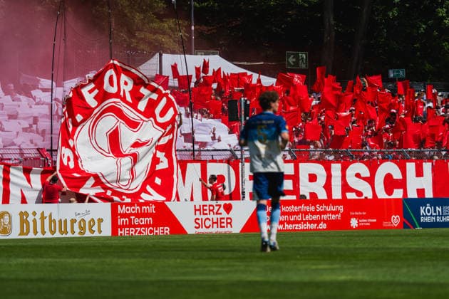 Fortuna Koeln Choreo Fortuna Köln vs. FC Viktoria Köln, Fussball, Landespokal Mittelrhein 2025 26, Finale, Saison 2025 26, 23.05.2026, Fortuna Köln vs. FC Viktoria Köln, Fussball, Landespokal Mittelrhein, Finale, Saison 2025 26, 23.05.2026 Köln Copyright: xEibner-Pressefoto LukasxBaldygax EP_LBA