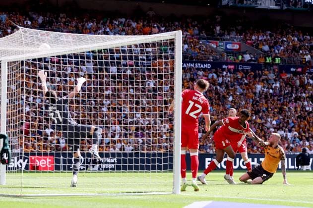 Oliver McBurnie of Hull City attempts a shot on goal Hull City v Middlesbrough, EFL Sky Bet Championship, Play-Off Final, Football, Wembley Stadium, London, UK - 23 May 2026London Wembley Stadium United Kingdom EDITORIAL USE ONLY No use with unauthorised audio, video, data, fixture lists, club league logos or live services. Online in-match use limited to 120 images, no video emulation. No use in betting, games or single club league player publications. Copyright: xKieranxMcManus Shutterstockx 16887313el