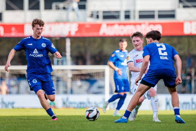 (L-R) Max Ritter (SF Lotte, 08), Dennis Waidner (SC Verl, 08), Jonas Kehl (SF Lotte, 02) GER, SC Verl vs. SF Lotte, Fussball, Westfalenpokal, Finale, Spielzeit 2025 2026, 23.05.2026 DFL Regulations prohibit any use of photographers as image sequences and or quasi-video. GER, SC Verl vs. SF Lotte, Fussball, Westfalenpokal, Finale, Spielzeit 2025 2026, 23.05.2026 Verl Copyright: xEibner-Pressefoto JanxRollingerx EP_JSK