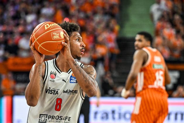 GER, BBL, Playoffs, ratiopharm Ulm vs BMA365 Bamberg Baskets 23.05.2026, ratiopharm arena, Neu-Ulm, GER, BBL, Playoffs, ratiopharm Ulm vs BMA365 Bamberg Baskets, im Bild Demarcus Marquette Demonia (Bamberg, 8)