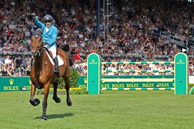 2. Platz, Siegerfaust, Jubel, Emotionen, Abdel Said (BEL) mit Pferd Wachmann Bonne Amie, 2. Qualifikation Rolex Grand Prix CSI5* - Springprüfung mit Stechen, Weltfest des Pferdesports, CSI5*, World Equestrian Festival, TSCHIO Aachen 2026, TSCHIO statt CHIO 2026, Aachener Soers, 22. bis 24. Mai 2026, Reitsport, 23.05.2026, Aachen Aachener Soers Deutschland