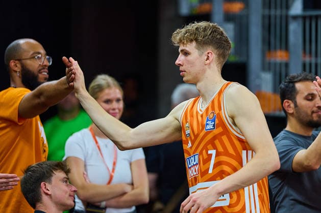 Tobias Jensen (ratiopharm ulm, 07) nach Spielende GER, ratiopharm ulm vs. Bamberg Baskets, Basketball, Playoffs, Viertelfinale, 3. Spiel, EasyCredit BBL, Spielzeit 2025 2026, 23.05.2026 GER, ratiopharm ulm vs. Bamberg Baskets, Basketball, Playoffs, Viertelfinale, 3. Spiel, EasyCredit BBL, Spielzeit 2025 2026, 23.05.2026 Neu-Ulm Copyright: xEibner-Pressefoto GeraldxOelze-dexStoppanyx EP_ODS