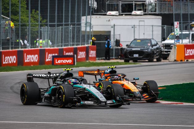 F1 - CANADIAN GRAND PRIX 2026 12 KIMI ANTONELLI Andrea (ita), Mercedes AMG F1 Team W17, 01 NORRIS Lando (gbr), McLaren F1 Team MCL40, action during the Formula 1 Grand Prix du Canada 2026, 5th round of the 2026 Formula One World Championship, WM, Weltmeisterschaft from May 22 to 24, 2026 on the Circuit Gilles Villeneuve, in Montrà al, Canada - Montrà alCanada Copyright: xDPPIx