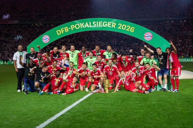 Mannschaftsbild DFB-Pokasieger 2026 FC Bayern Muenchen GER, FC Bayern Muenchen vs. VfB Stuttgart, Fussball, Herren, DFB-Pokal, Finale, Spielzeit 2025 2026, 23.05.2026, DFL DFB REGULATIONS PROHIBIT ANY USE OF PHOTOGRAPHS AS IMAGE SEQUENCES AND OR QUASI-VIDEO, GER, FC Bayern Muenchen vs. VfB Stuttgart, Fussball, Herren, DFB-Pokal, Finale, Spielzeit 2025 2026, 23.05.2026 Berlin Copyright: xEibner-Pressefoto WolfgangxFrankx EP_WFK