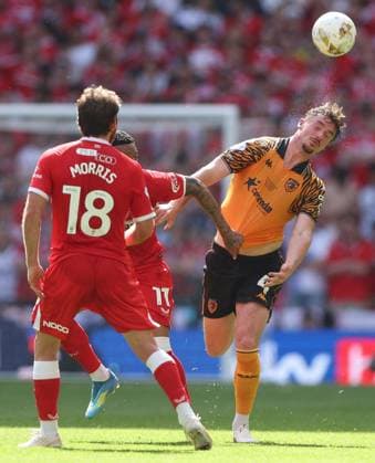Charlie Hughes of Hull City heads clear Hull City v Middlesbrough, EFL Sky Bet Championship, Play-Off Final, Football, Wembley Stadium, London, UK - 23 May 2026London Wembley Stadium United Kingdom EDITORIAL USE ONLY No use with unauthorised audio, video, data, fixture lists, club league logos or live services. Online in-match use limited to 120 images, no video emulation. No use in betting, games or single club league player publications. Copyright: xKieranxMcManus Shutterstockx 16887313jl