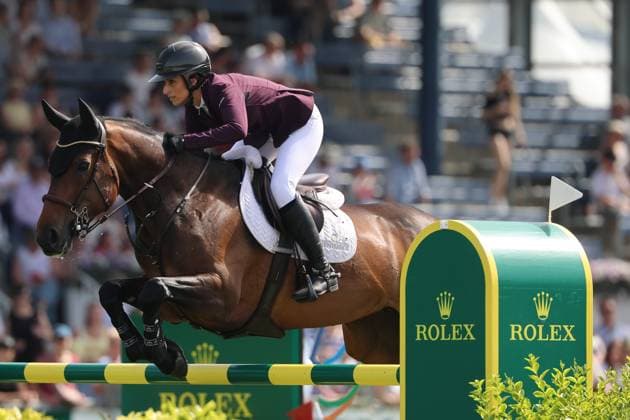 Janika Sprunger (SUI) mit Pferd Victory Music Z, 1. Platz, Siegerin, S9 - Preis des Handwerks, Youngster-Tour Finale, CSIYH1* - Springprüfung mit Stechen für junge Pferde , Weltfest des Pferdesports, World Equestrian Festival, TSCHIO Aachen 2026, TSCHIO statt CHIO 2026, Aachener Soers, 22. bis 24. Mai 2026, Reitsport, 24.05.2026, Aachen Aachener Soers Deutschland
