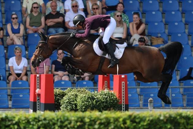 Janika Sprunger (SUI) mit Pferd Victory Music Z, 1. Platz, Siegerin, S9 - Preis des Handwerks, Youngster-Tour Finale, CSIYH1* - Springprüfung mit Stechen für junge Pferde , Weltfest des Pferdesports, World Equestrian Festival, TSCHIO Aachen 2026, TSCHIO statt CHIO 2026, Aachener Soers, 22. bis 24. Mai 2026, Reitsport, 24.05.2026, Aachen Aachener Soers Deutschland