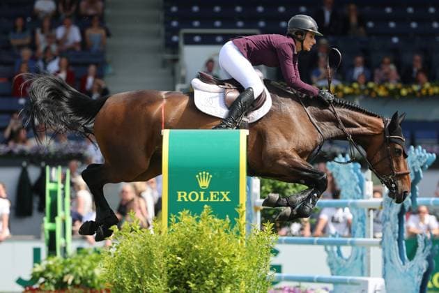 Janika Sprunger (SUI) mit Pferd Victory Music Z, 1. Platz, Siegerin, S9 - Preis des Handwerks, Youngster-Tour Finale, CSIYH1* - Springprüfung mit Stechen für junge Pferde , Weltfest des Pferdesports, World Equestrian Festival, TSCHIO Aachen 2026, TSCHIO statt CHIO 2026, Aachener Soers, 22. bis 24. Mai 2026, Reitsport, 24.05.2026, Aachen Aachener Soers Deutschland