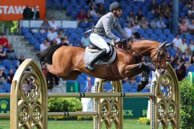 Philipp Weishaupt (GER) mit Pferd Aberdeen Z, 2. Platz, bester Deutscher, S9 - Preis des Handwerks, Youngster-Tour Finale, CSIYH1* - Springprüfung mit Stechen für junge Pferde , Weltfest des Pferdesports, World Equestrian Festival, TSCHIO Aachen 2026, TSCHIO statt CHIO 2026, Aachener Soers, 22. bis 24. Mai 2026, Reitsport, 24.05.2026, Aachen Aachener Soers Deutschland