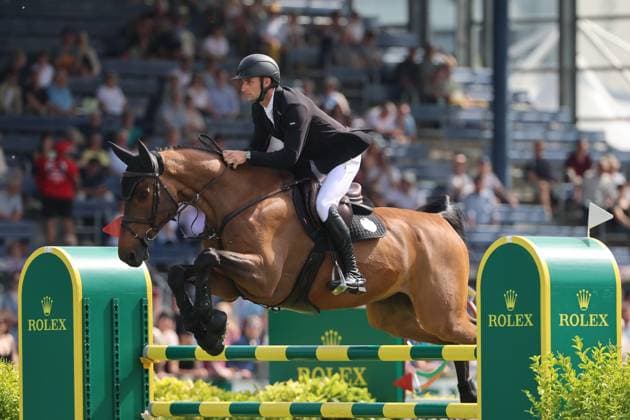 Richard Vogel (GER) mit Pferd United Call JPS, Sohn von Spitzenpferd United Touch, S9 - Preis des Handwerks, Youngster-Tour Finale, CSIYH1* - Springprüfung mit Stechen für junge Pferde , Weltfest des Pferdesports, World Equestrian Festival, TSCHIO Aachen 2026, TSCHIO statt CHIO 2026, Aachener Soers, 22. bis 24. Mai 2026, Reitsport, 24.05.2026, Aachen Aachener Soers Deutschland