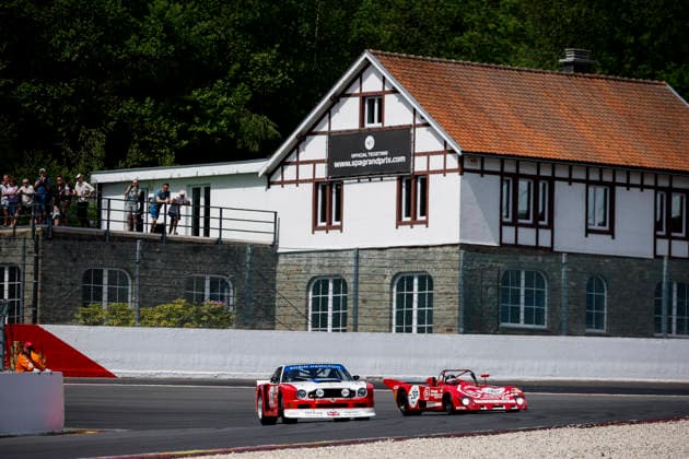 LE MANS CLASSIC SERIES 2026 - SPA-CLASSIC 83 CHASE-GARDENER Paul (gbr), Aston Martin DBS V8 RHAM 1 1977, GT2, Classic Endurance Racing 2, action with 32 SMEETS Bert (bel), Lola T296 1976, Proto 2 -2L, Classic Endurance Racing 2 during the 2026 Spa-Classic, 2nd round of the Le Mans Classic Series 2026, from May 22 to 24 in Circuit de Spa-Francorchamps, in Stavelot, Belgium - StavelotBelgium Copyright: xGREGORYxLENORMANDx
