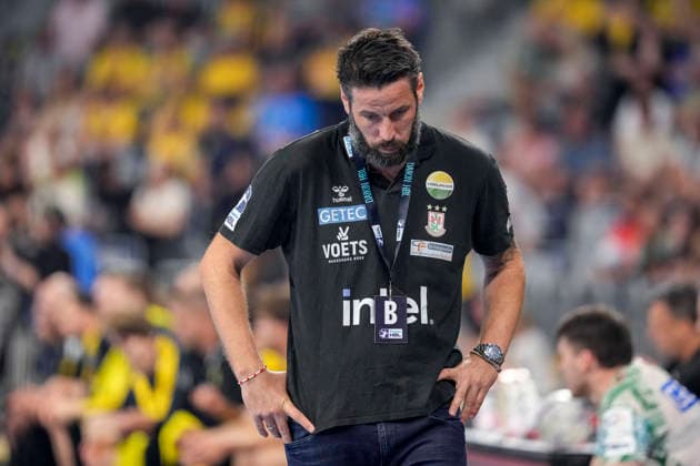 Bennet Wiegert (Trainer, Cheftrainer, SCM), Einzelbild, Einzelfoto, Aktion, Action, enttäuscht schauend, Enttäuschung, Frustration, disappointed, pessimistisch, 24.05.2026, Mannheim (Deutschland), Handball, Bundesliga, Rhein-Neckar Löwen - SC Magdeburg