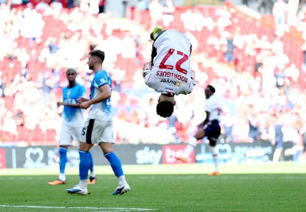 Ruben Rodrigues of Bolton Wanderers celebrates scoring their side s fourth goal of the game Bolton Wanderers v Stockport County, EFL Sky Bet League One, Play-Off Final, Football, Wembley Stadium, London, UK - 24 May 2026London Wembley Stadium United Kingdom EDITORIAL USE ONLY No use with unauthorised audio, video, data, fixture lists, club league logos or live services. Online in-match use limited to 120 images, no video emulation. No use in betting, games or single club league player publications. Copyright: xSimonxDael Shutterstockx 16889811fp