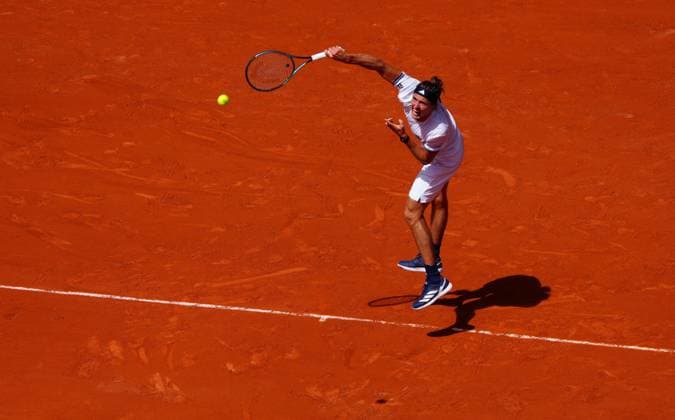 Alexander Zverev in first round action French Open Tennis, Day One, Tennis, Roland Garros, Paris, France - 24 May 2026Paris Roland Garros France EDITORIAL USE ONLY No use with unauthorised audio, video, data, fixture lists, club league logos or live services. Online in-match use limited to 120 images, no video emulation. No use in betting, games or single club league player publications. Copyright: xJavierxGarcia Shutterstockx 16889883ba